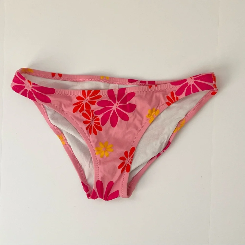 Victoria Secret Y2K Daisy Print Bikini Bottoms Pink Sz S
